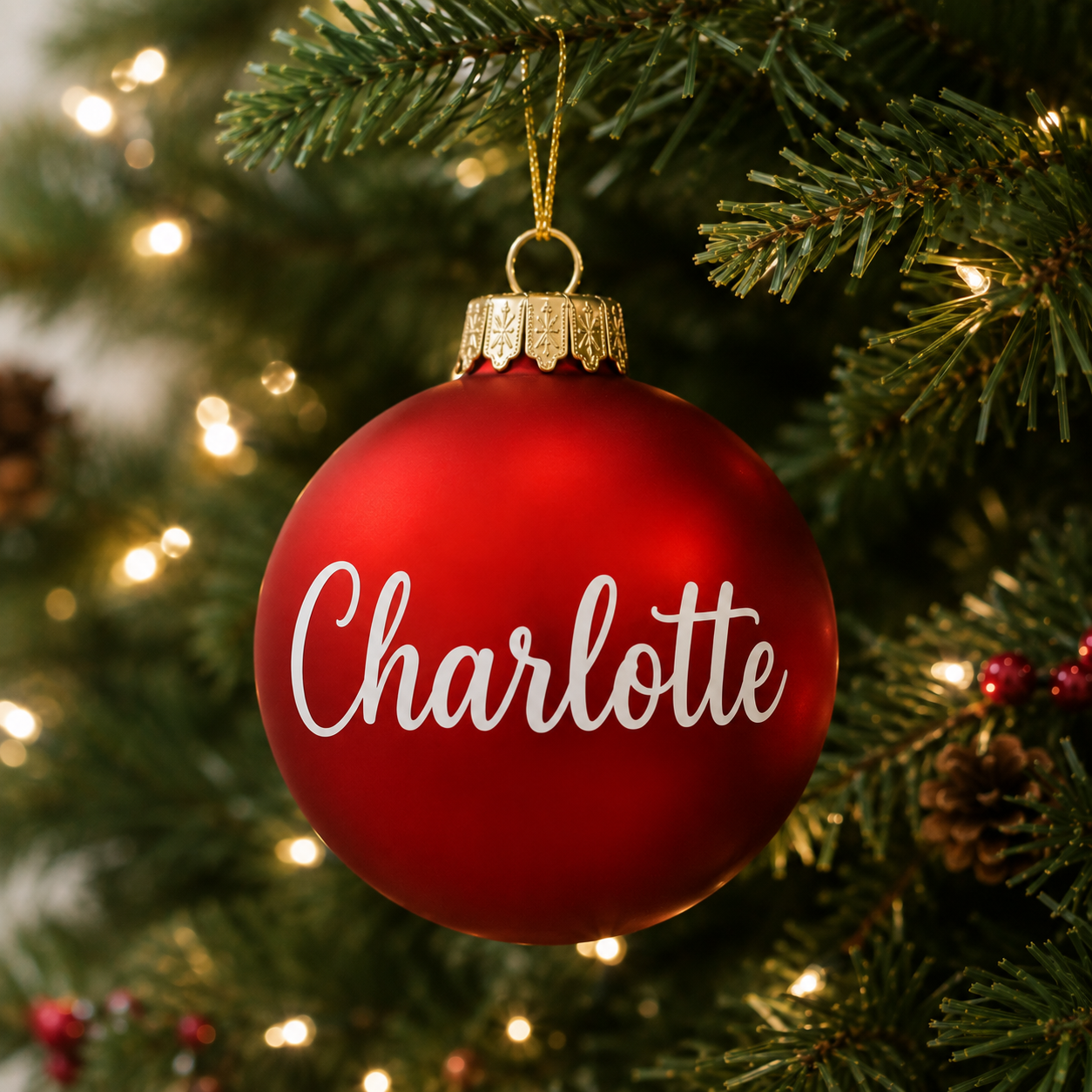 Red personalised name bauble