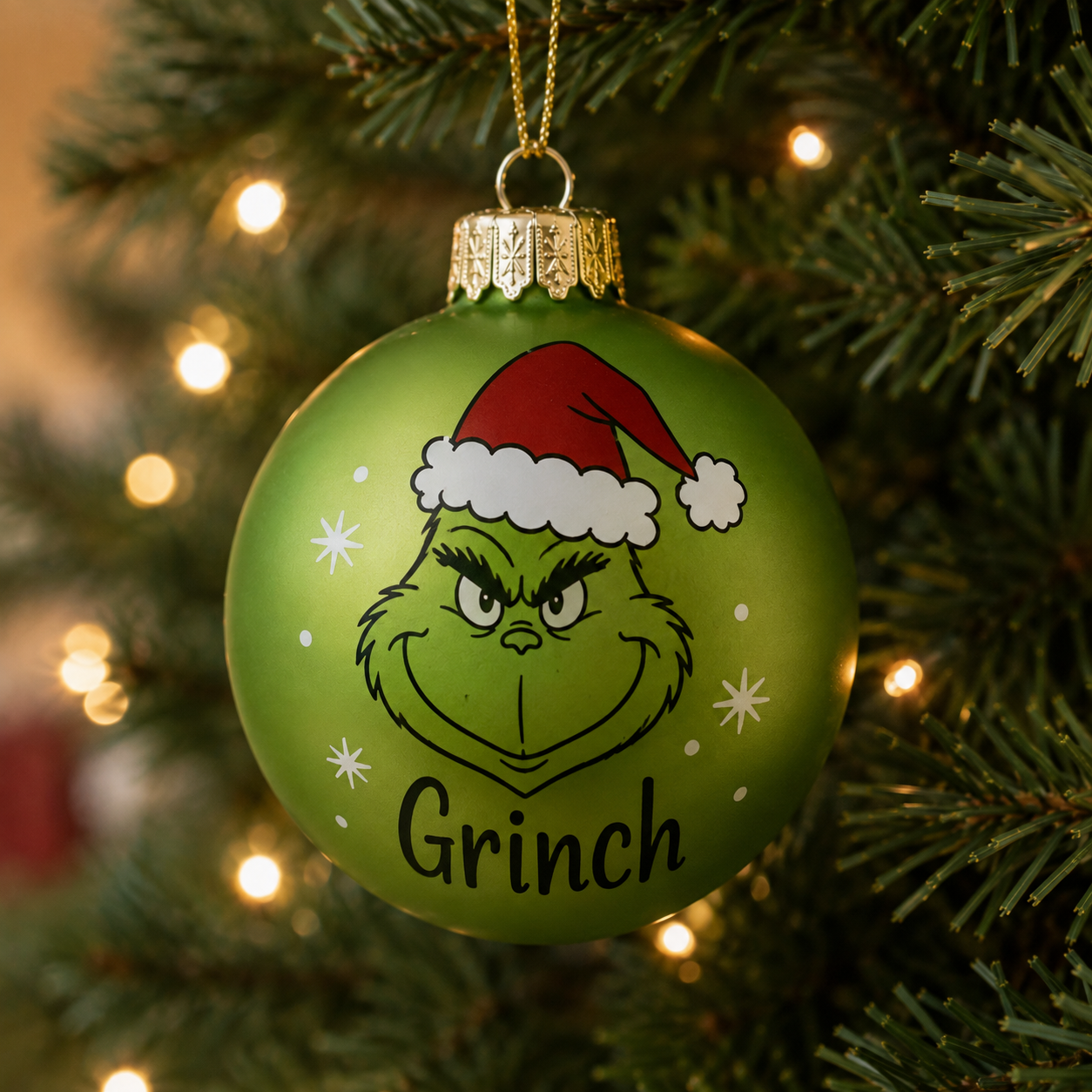 Grinch style festive bauble