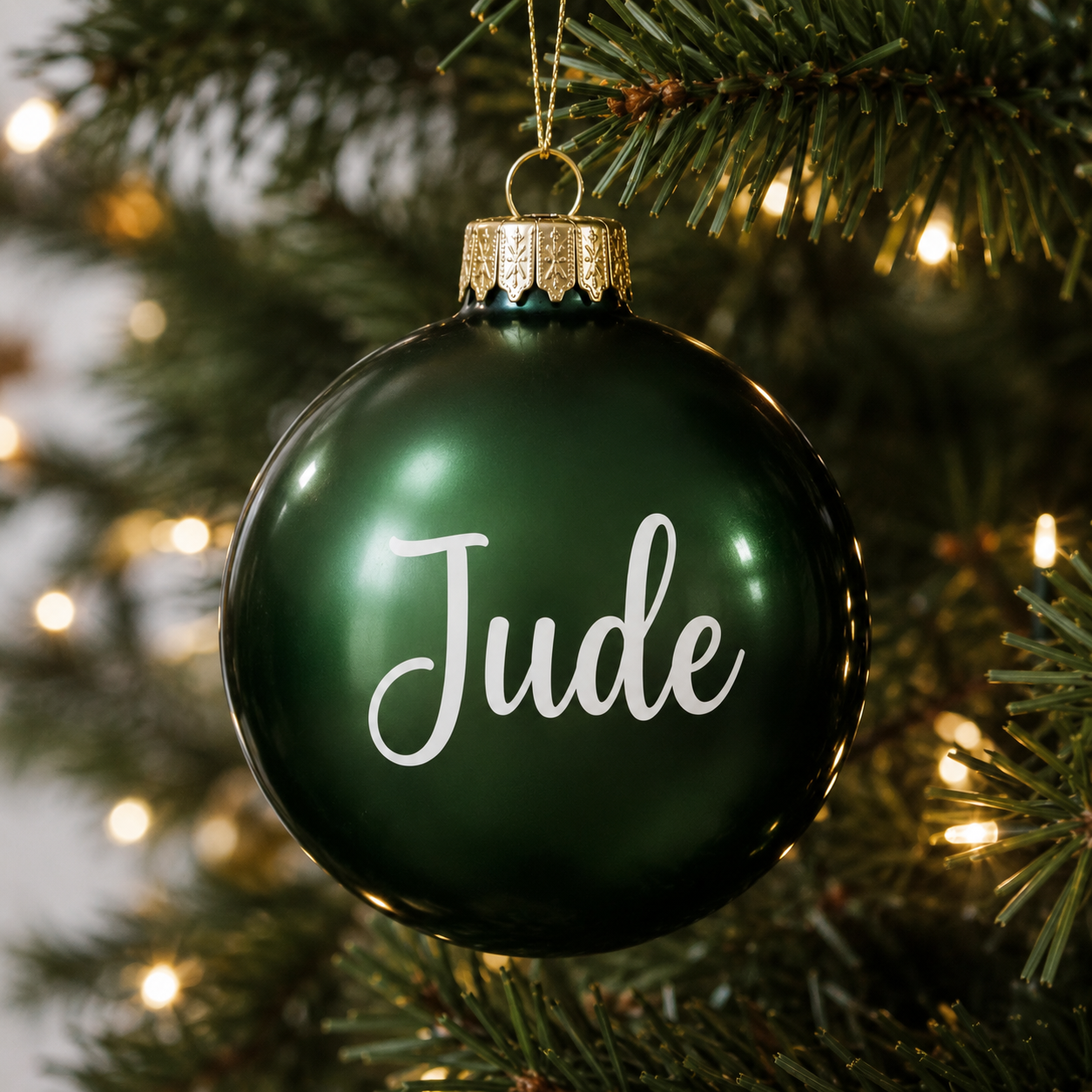 Green personalised name bauble